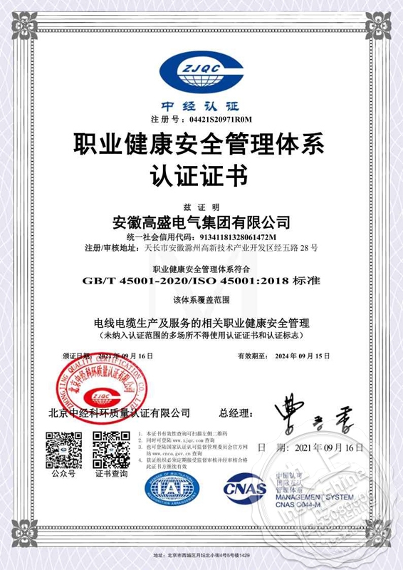 Occupational Health and Safety Management system certification