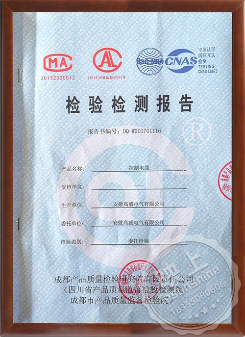 Inspection report-Control cable