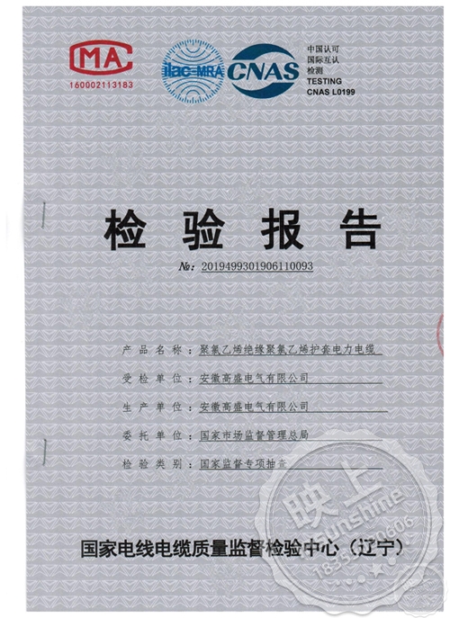 Inspection report VV-0.6/1kv-3*4