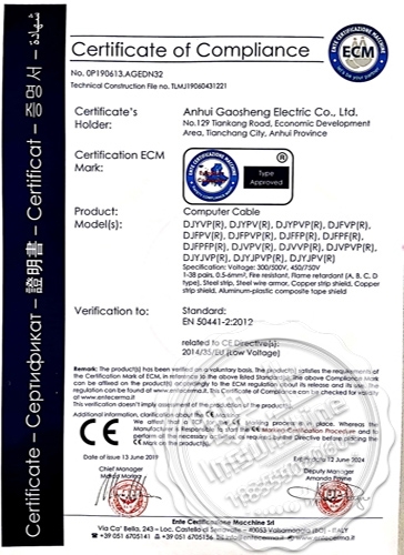 CE Certificate-Computer Cable