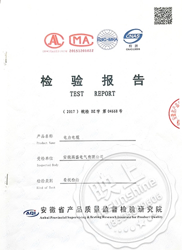 Power cable inspection report